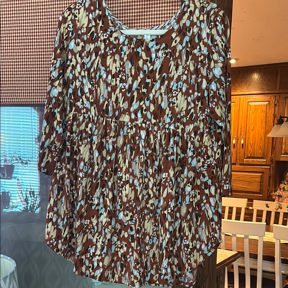 Brown and White Women's Top